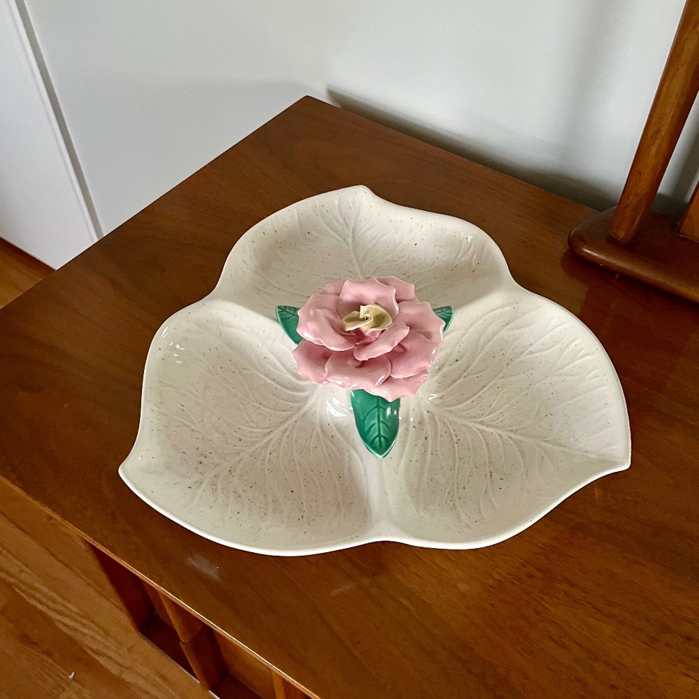 Vintage Enchanto Ceramic Co. Pink Rose Serving Dish